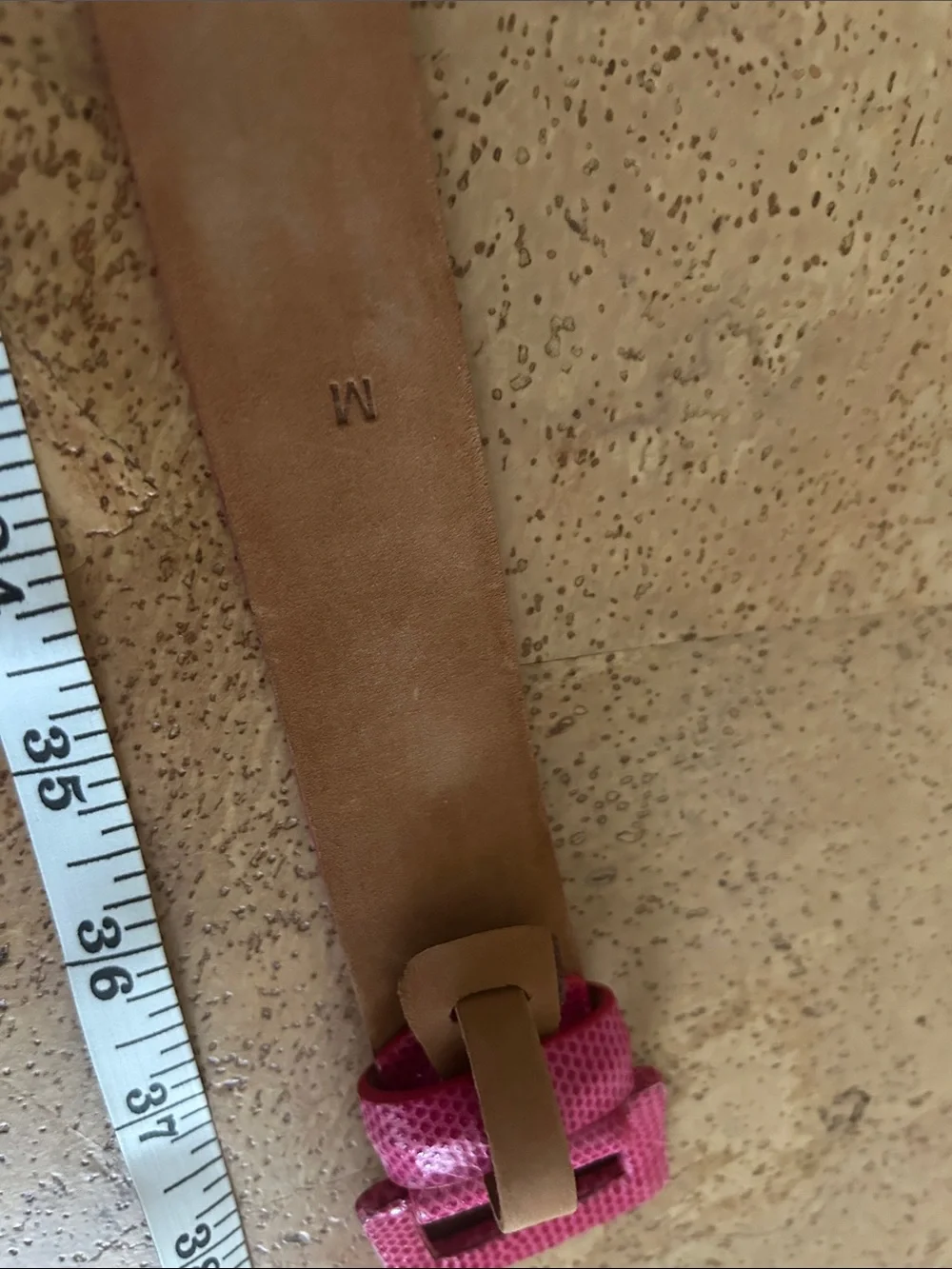 W. Kleinberg Pink Leather Belt with Gold Buckle
